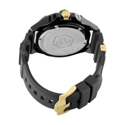 PHILIPP PLEIN Montre The Skull Ecoceramic Noir cadran noir fond noir bracelet silicone noir Outlet
