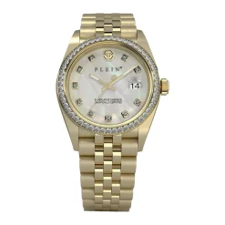 PHILIPP PLEIN Montre $treet Couture Ncare Blanc cadran doré fond nacre blanc bracelet acier doré Clearance