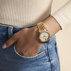 PHILIPP PLEIN Montre $treet Couture Ncare Blanc cadran doré fond nacre blanc bracelet acier doré Clearance