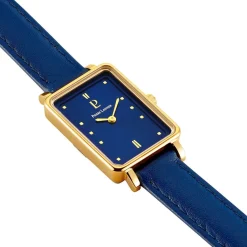PIERRE LANNIER Montre Ariane Bleu cadran doré fond bleu bracelet cuir bleu Hot