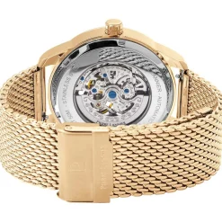 PIERRE LANNIER Montre Automatique Noir cadran doré fond noir bracelet acier doré New