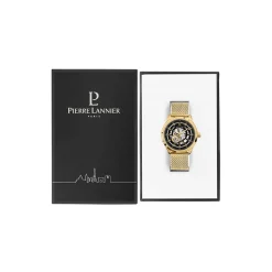 PIERRE LANNIER Montre Automatique Noir cadran doré fond noir bracelet acier doré New