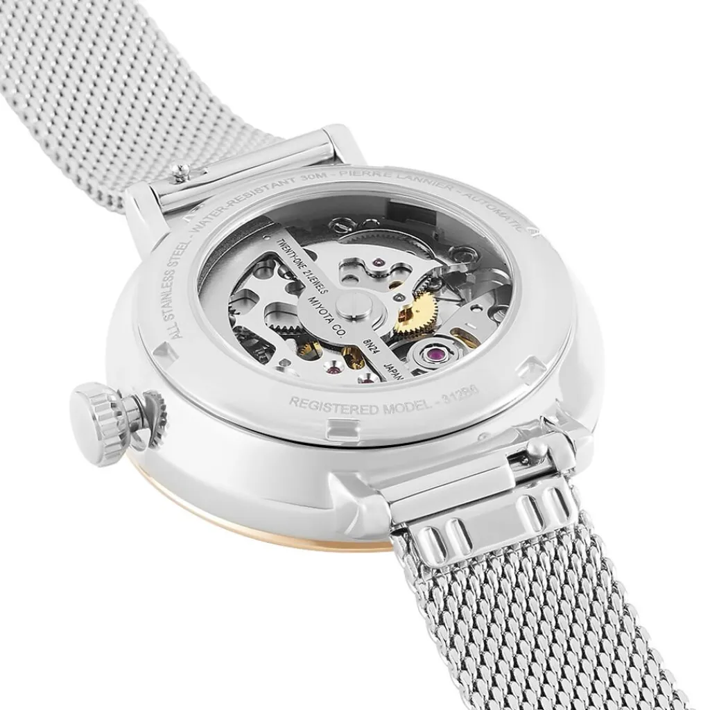 PIERRE LANNIER Montre Automatique 35 Argent cadran argenté fond argenté bracelet acier argenté Online