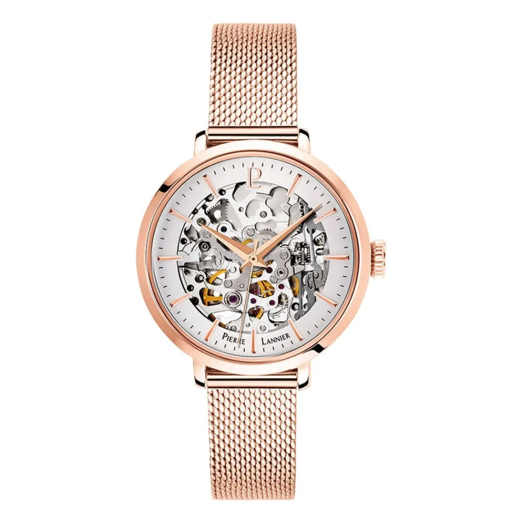 PIERRE LANNIER Montre Automatique 35 Argent cadran doré rose fond argenté bracelet acier doré rose Sale