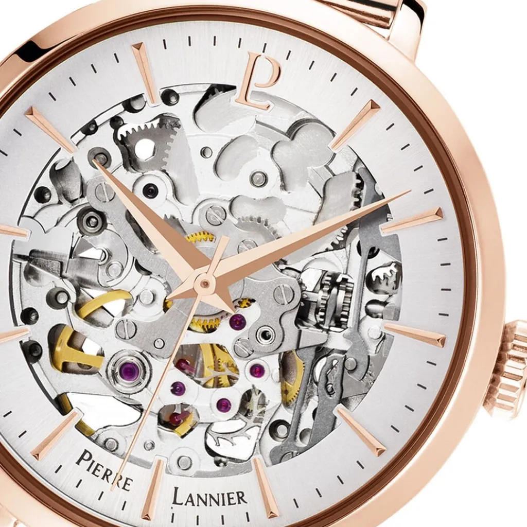 PIERRE LANNIER Montre Automatique 35 Argent cadran doré rose fond argenté bracelet acier doré rose Sale