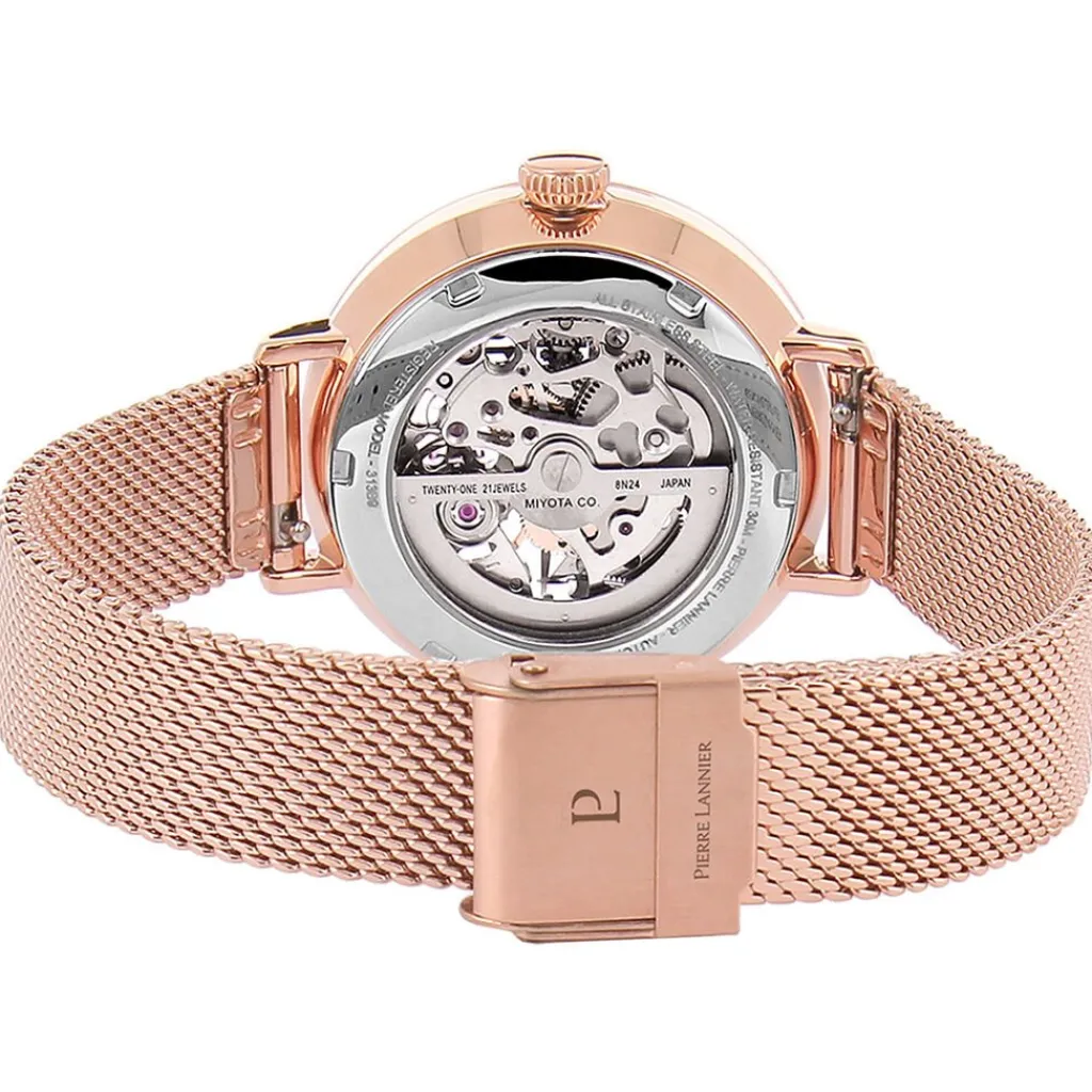 PIERRE LANNIER Montre Automatique 35 Argent cadran doré rose fond argenté bracelet acier doré rose Sale