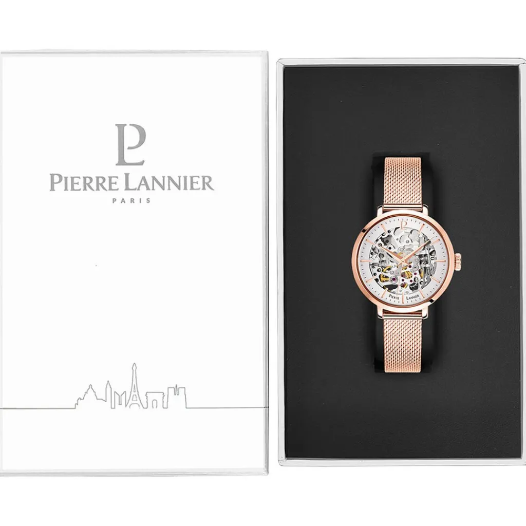 PIERRE LANNIER Montre Automatique 35 Argent cadran doré rose fond argenté bracelet acier doré rose Sale