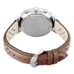 PIERRE LANNIER Montre Baron Vert cadran argenté fond vert bracelet cuir marron Best