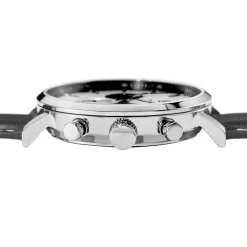 PIERRE LANNIER Montre Baron Argenté cadran argenté fond argenté bracelet cuir marron Clearance