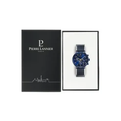 PIERRE LANNIER Montre Baron Bleu cadran bleu fond bleu bracelet acier bleu Outlet