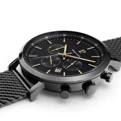 PIERRE LANNIER Montre Baron Noir cadran noir fond noir bracelet acier noir Discount