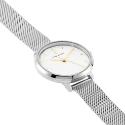 PIERRE LANNIER Montre Betty Blanc cadran argenté fond blanc bracelet acier argenté Sale