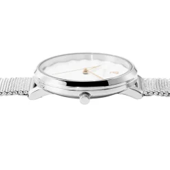 PIERRE LANNIER Montre Betty Blanc cadran argenté fond blanc bracelet acier argenté Sale