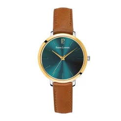 PIERRE LANNIER Montre Chouquette Vert cadran bicolore jaune / blanc fond vert bracelet cuir marron Online