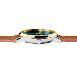 PIERRE LANNIER Montre Chouquette Vert cadran bicolore jaune / blanc fond vert bracelet cuir marron Online
