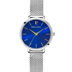 PIERRE LANNIER Montre Chouquette Bleu cadran argenté fond bleu bracelet acier argenté Discount