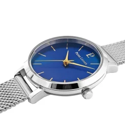 PIERRE LANNIER Montre Chouquette Bleu cadran argenté fond bleu bracelet acier argenté Discount