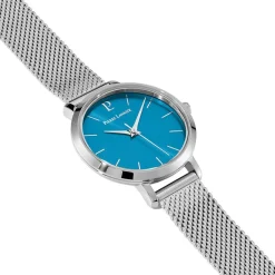 PIERRE LANNIER Montre Chouquette Bleu cadran argenté fond bleu bracelet acier argenté Online