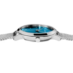 PIERRE LANNIER Montre Chouquette Bleu cadran argenté fond bleu bracelet acier argenté Online