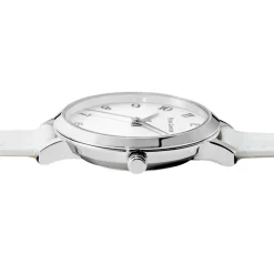PIERRE LANNIER Montre Chouquette Blanc cadran argenté fond blanc bracelet cuir blanc Hot