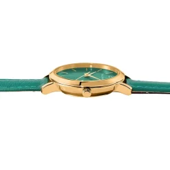 PIERRE LANNIER Montre Chouquette Vert cadran doré fond vert bracelet cuir vert Outlet