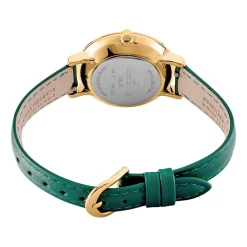PIERRE LANNIER Montre Chouquette Vert cadran doré fond vert bracelet cuir vert Outlet
