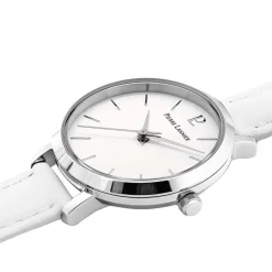 PIERRE LANNIER Montre Chouquette Blanc cadran argenté fond blanc bracelet cuir blanc Online