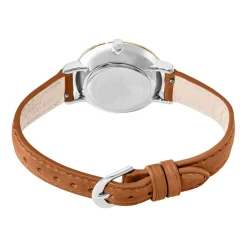 PIERRE LANNIER Montre Chouquette Bleu cadran bicolore jaune / blanc fond bleu bracelet cuir marron