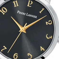 PIERRE LANNIER Montre Chouquette Noir cadran argenté fond noir bracelet cuir noir Online