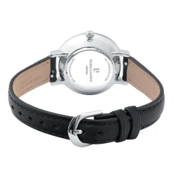 PIERRE LANNIER Montre Chouquette Noir cadran argenté fond noir bracelet cuir noir Online