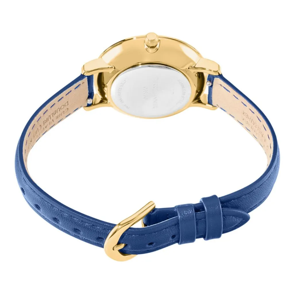 PIERRE LANNIER Montre Chouquette Bleu cadran doré fond bleu bracelet cuir bleu Sale