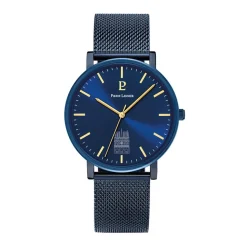 PIERRE LANNIER Montre Coeur Battant Bleu cadran bleu fond bleu bracelet acier bleu Discount