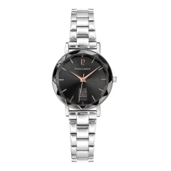 PIERRE LANNIER Montre Coeur Battant Noir cadran argenté fond noir bracelet acier argenté Clearance