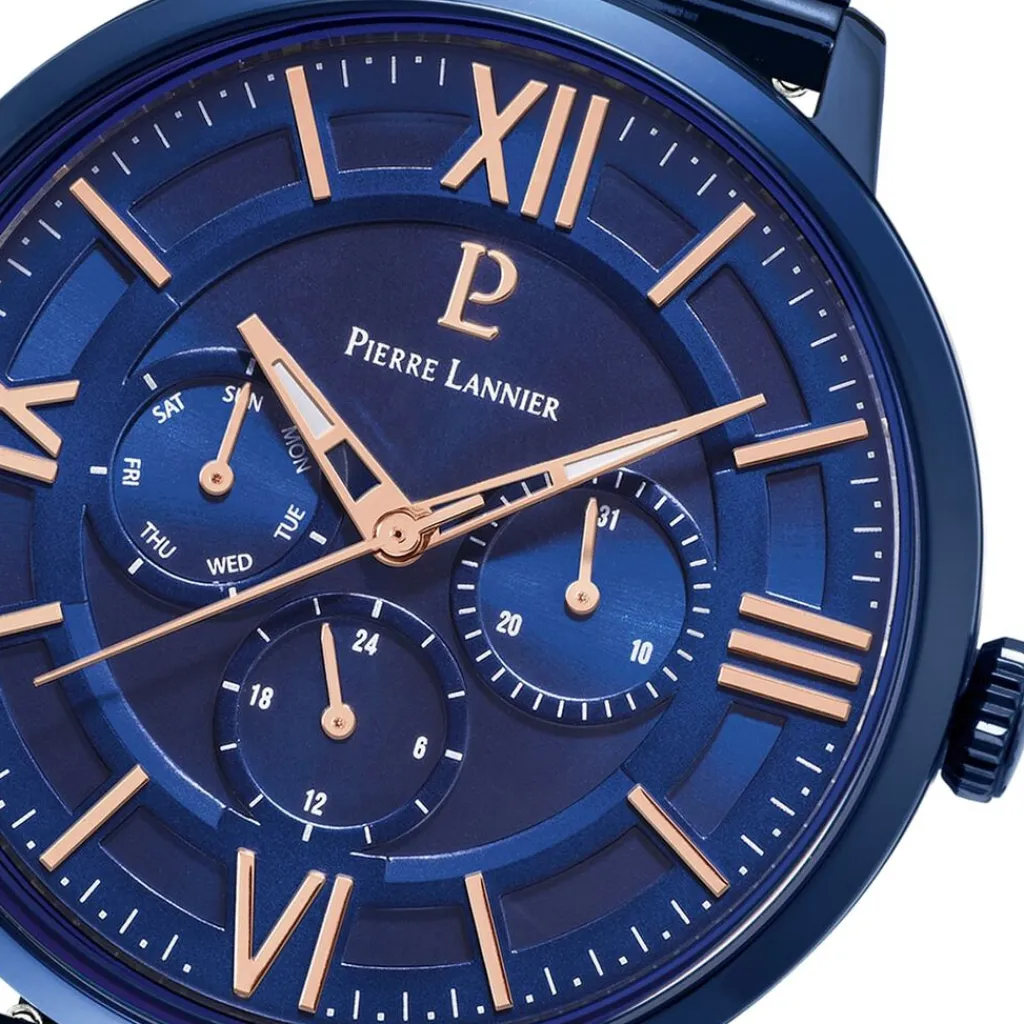 PIERRE LANNIER Montre Collection Beaucour Bleu cadran bleu fond bleu bracelet acier bleu Best