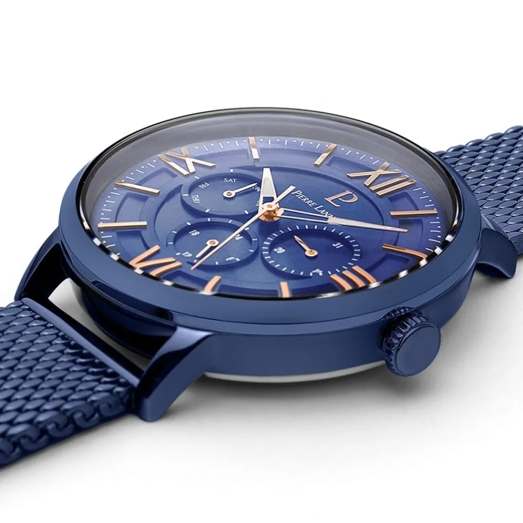 PIERRE LANNIER Montre Collection Beaucour Bleu cadran bleu fond bleu bracelet acier bleu Best