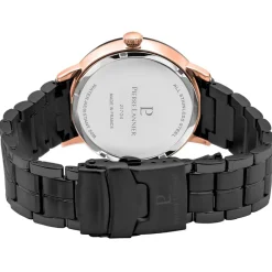 PIERRE LANNIER Montre Collection Beaucour Noir cadran doré rose fond noir bracelet acier noir New