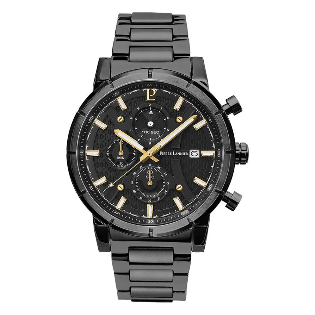 PIERRE LANNIER Montre Criterium Noir cadran noir fond noir bracelet acier noir