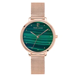 PIERRE LANNIER Montre Elara Vert cadran doré rose fond vert bracelet acier doré rose Sale
