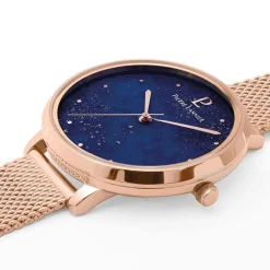 PIERRE LANNIER Montre Elara Bleu cadran doré rose fond bleu bracelet acier doré rose Best
