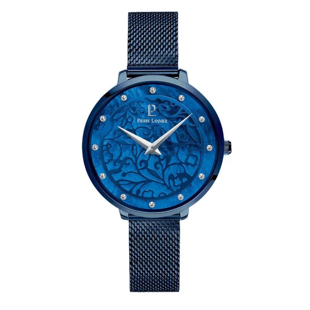 PIERRE LANNIER Montre Eolia Bleu cadran bleu fond bleu bracelet acier bleu Hot