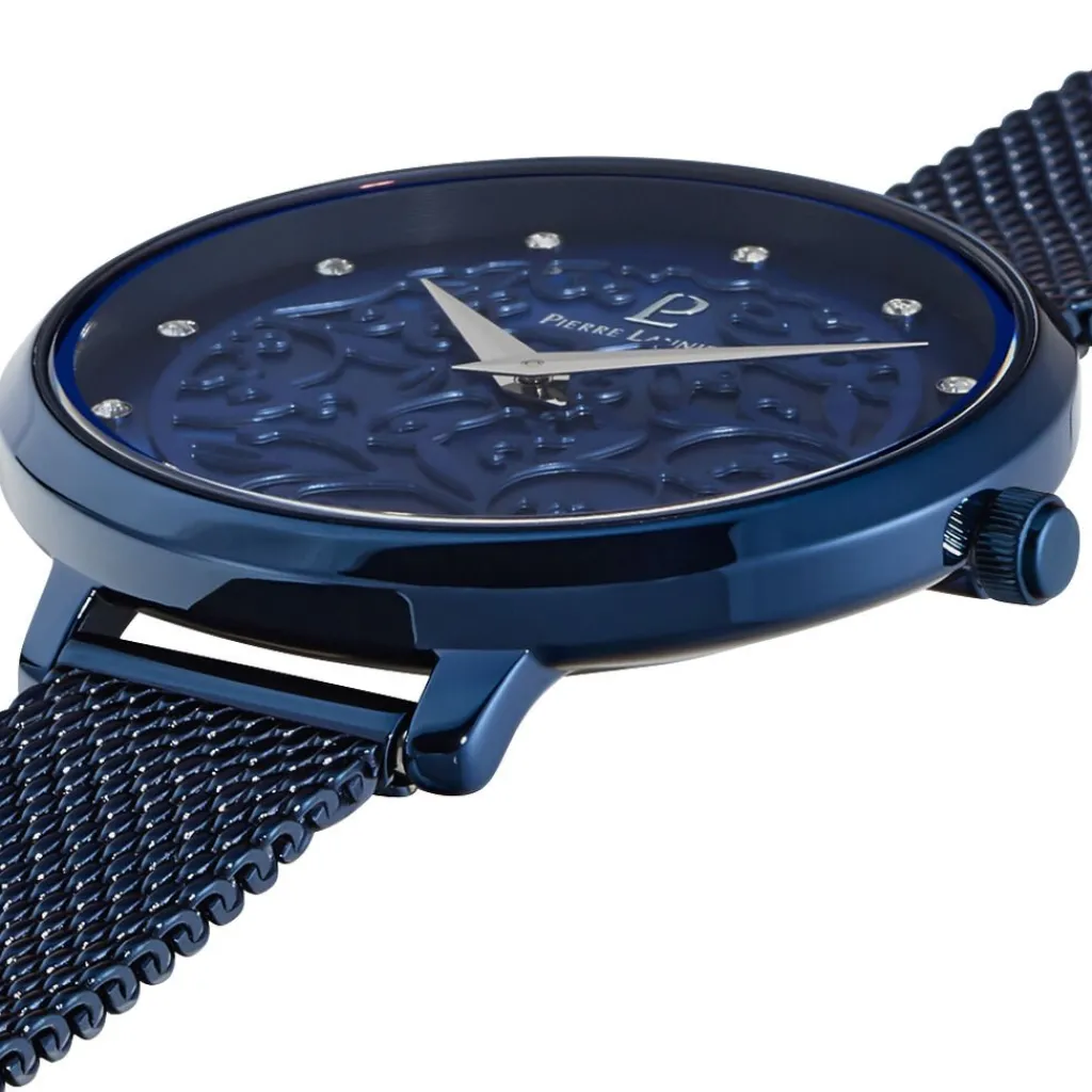 PIERRE LANNIER Montre Eolia Bleu cadran bleu fond bleu bracelet acier bleu Hot