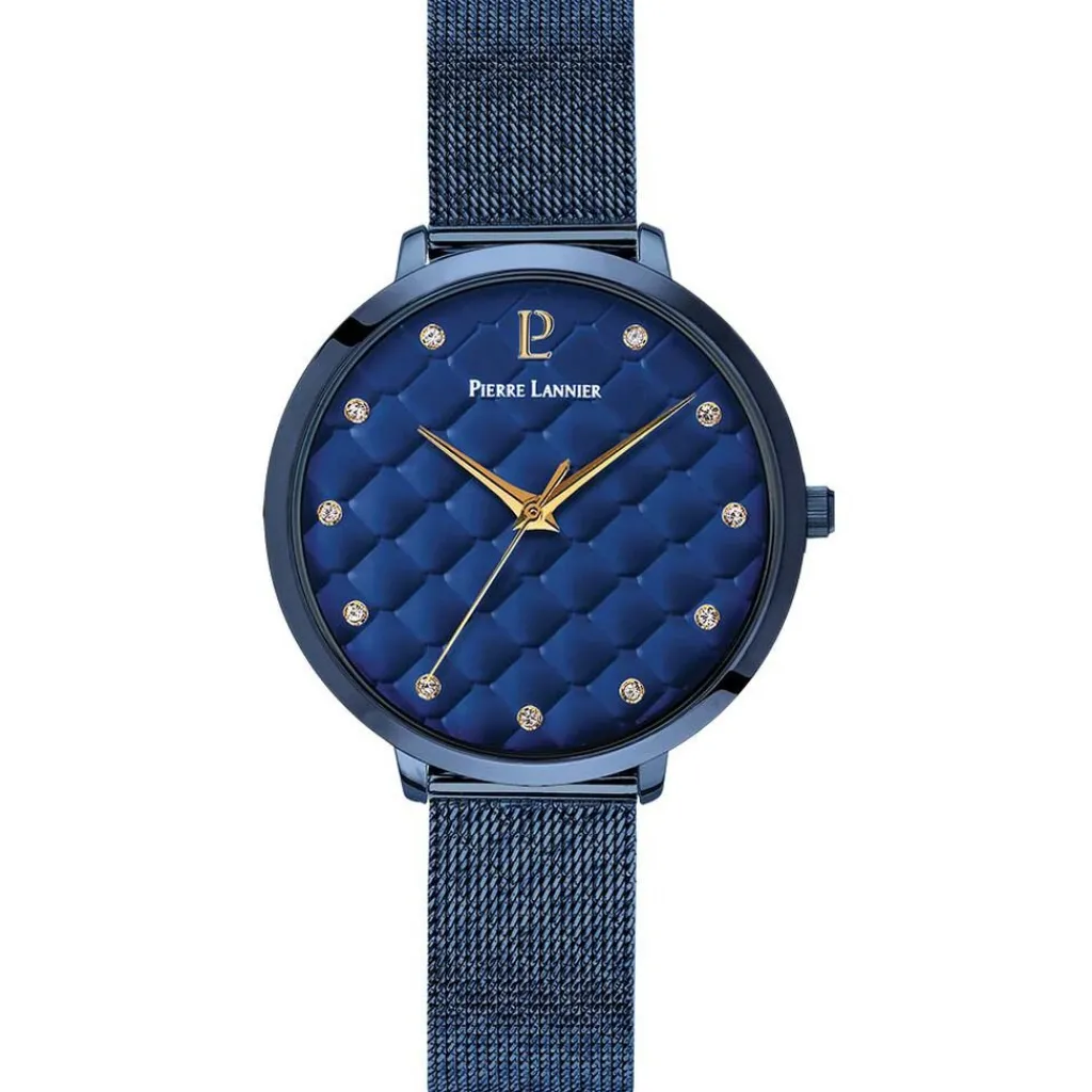 PIERRE LANNIER Montre Grace Bleu cadran bleu fond bleu bracelet acier bleu