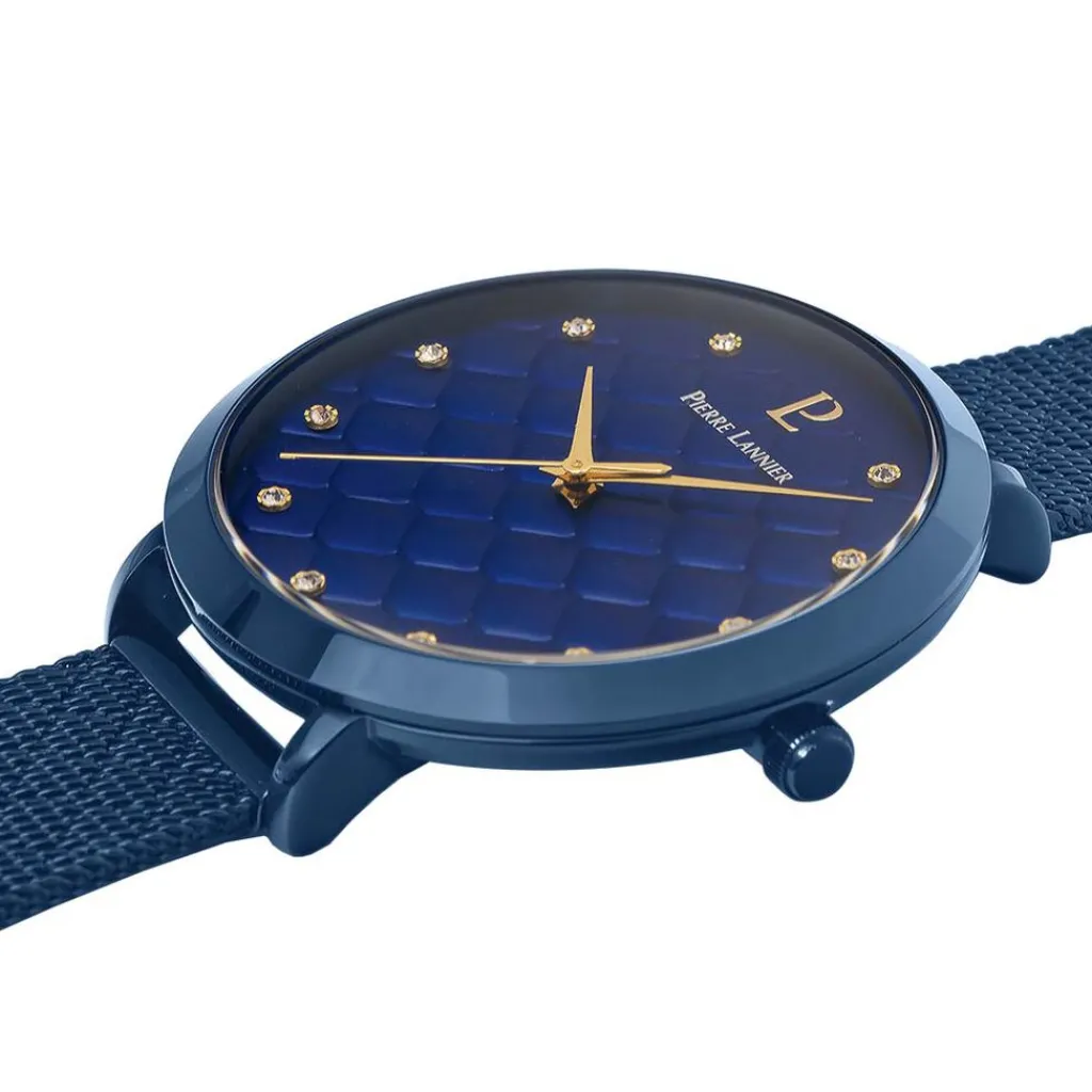 PIERRE LANNIER Montre Grace Bleu cadran bleu fond bleu bracelet acier bleu
