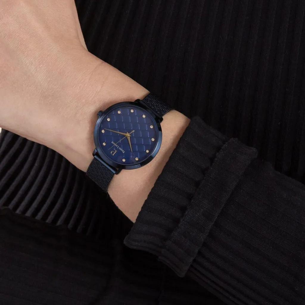 PIERRE LANNIER Montre Grace Bleu cadran bleu fond bleu bracelet acier bleu