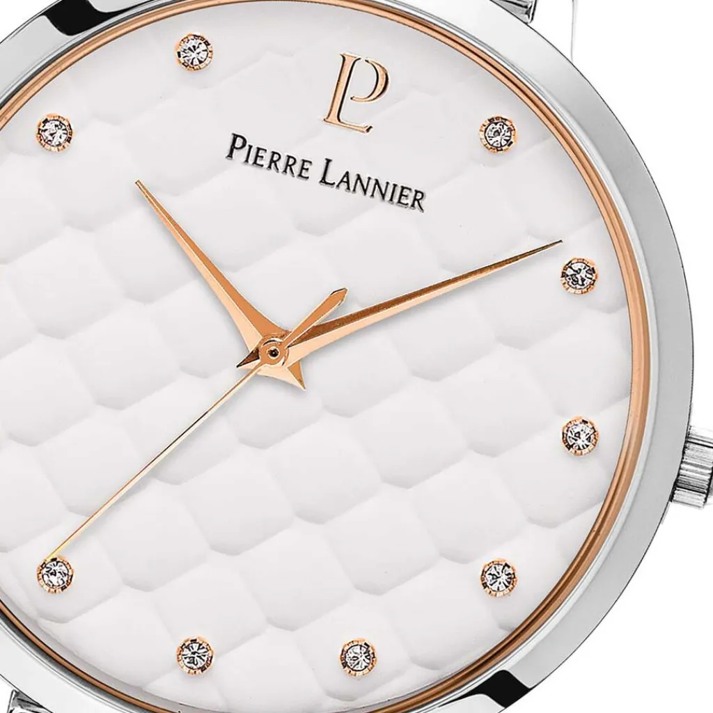 PIERRE LANNIER Montre Grace Blanc cadran bicolore fond blanc bracelet acier argenté Online