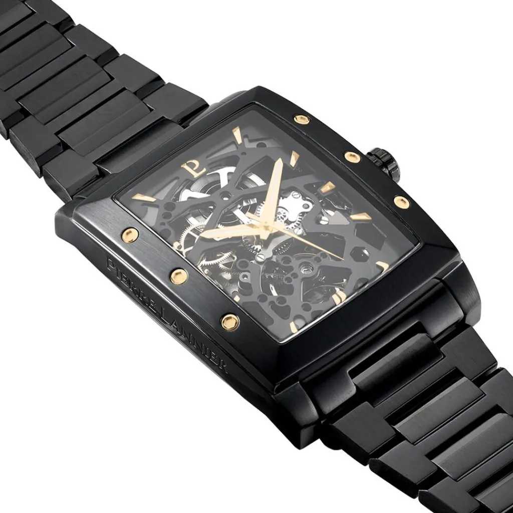 PIERRE LANNIER Montre Hector Noir cadran noir fond noir bracelet acier noir Sale