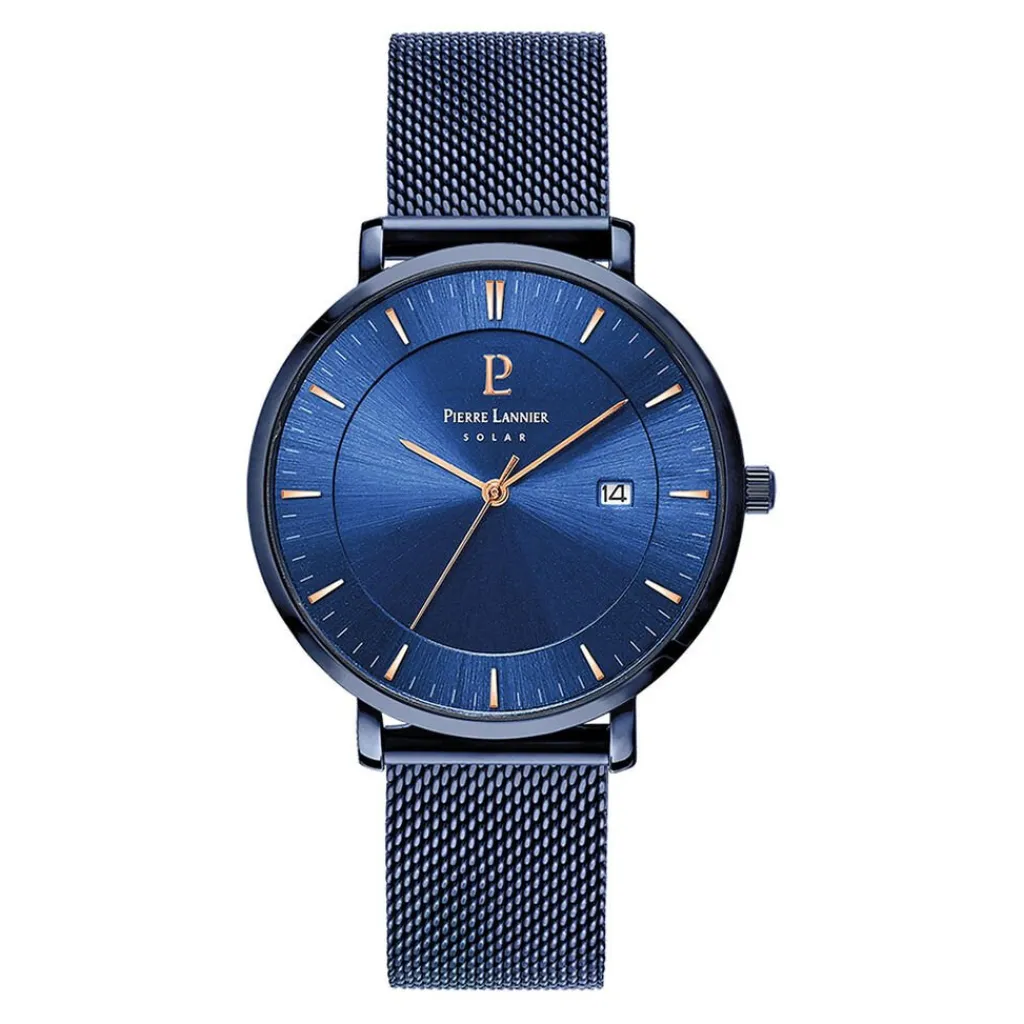 PIERRE LANNIER Montre Inti Bleu cadran bleu fond bleu bracelet acier bleu Discount