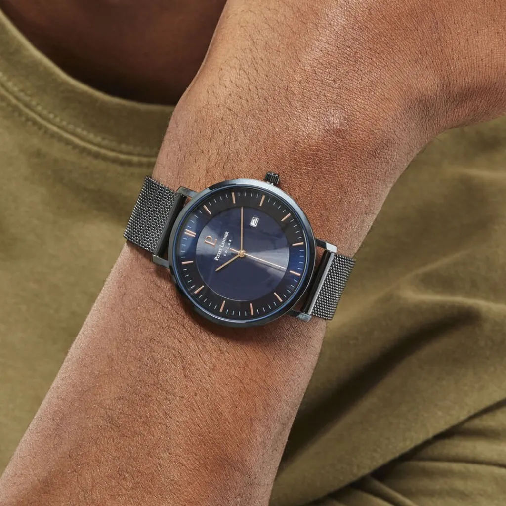 PIERRE LANNIER Montre Inti Bleu cadran bleu fond bleu bracelet acier bleu Discount