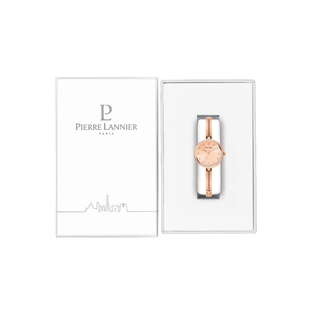 PIERRE LANNIER Montre Leia Blanc cadran bicolore doré / rose fond blanc bracelet acier bicolore Outlet