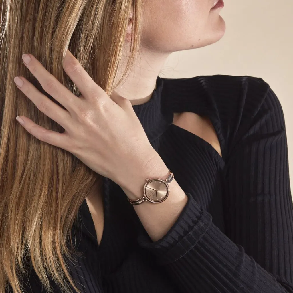 PIERRE LANNIER Montre Leia Blanc cadran bicolore doré / rose fond blanc bracelet acier bicolore Outlet